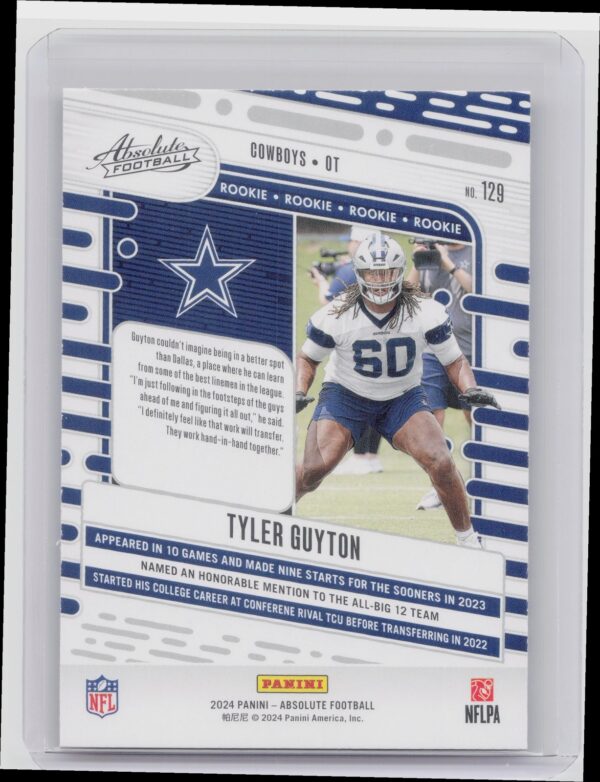2024 Absolute Tyler Guyton Red and Blue RC 129 Cowboys - Image 3