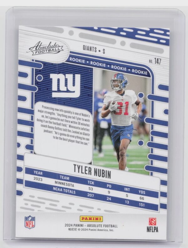 2024 Absolute Tyler Nubin RC 147 Giants - Image 3