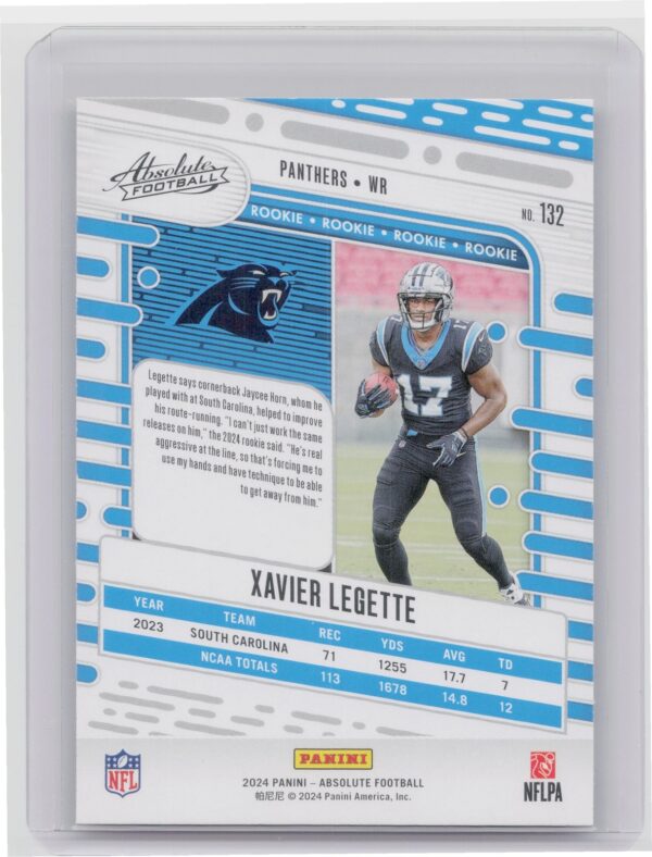 2024 Absolute Xavier Legette Red and Blue RC 132 Panthers - Image 3