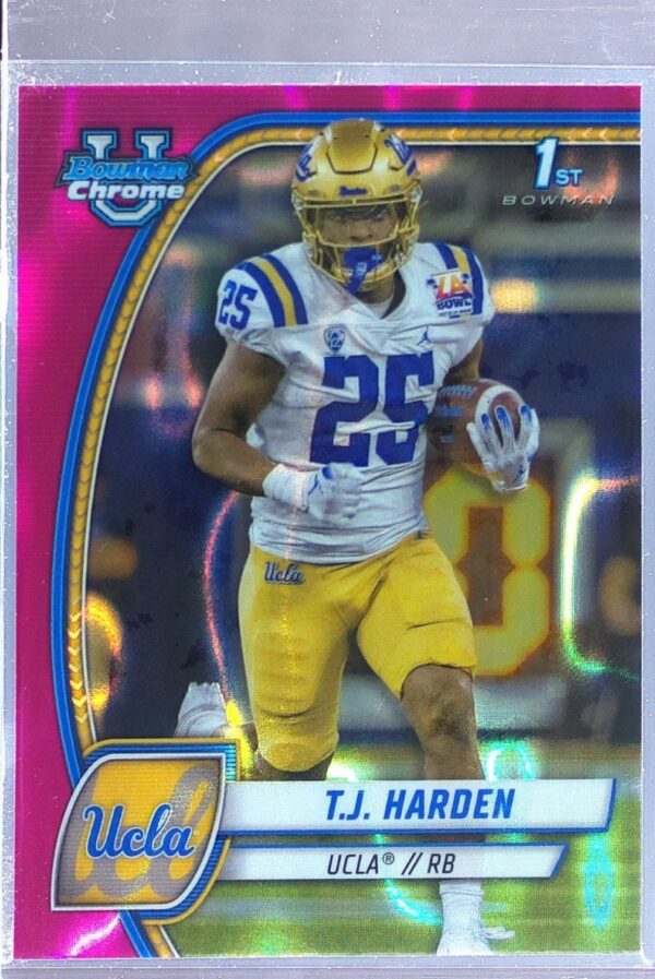 2024 Bowman University Chrome T.J. Harden Pink Lava Refractor RC 165 Bruins