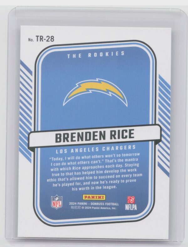 2024 Donruss Brenden Rice TR-28 Chargers The Rookies - Image 3