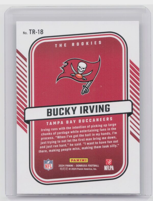 2024 Donruss Bucky Irving TR-18 Buccaneers The Rookies - Image 3