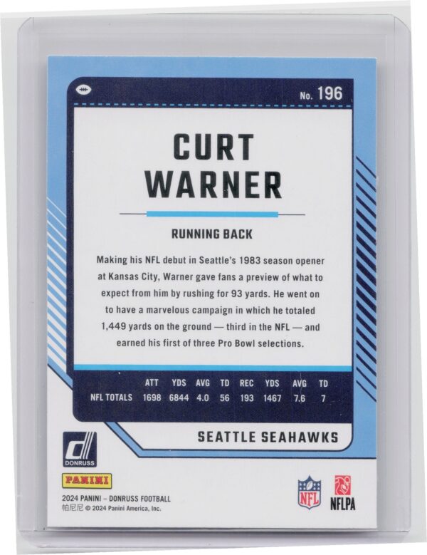 2024 Donruss Curt Warner 196 Seahawks - Image 3