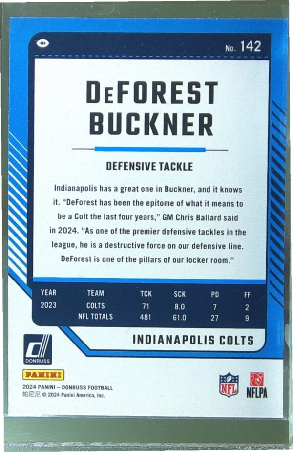 2024 Donruss DeForest Buckner Press Proof Red #142 Colts - Image 3