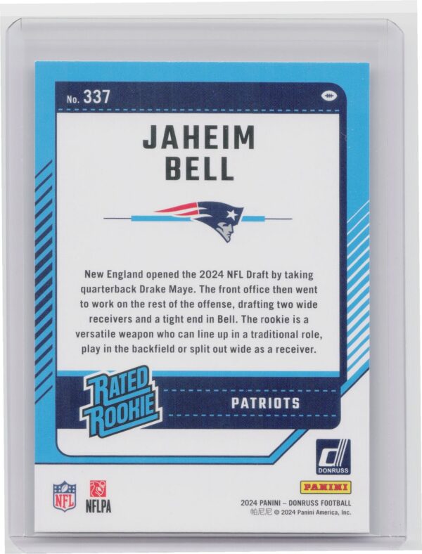 2024 Donruss Jaheim Bell Rated Rookie 337 Patriots - Image 3