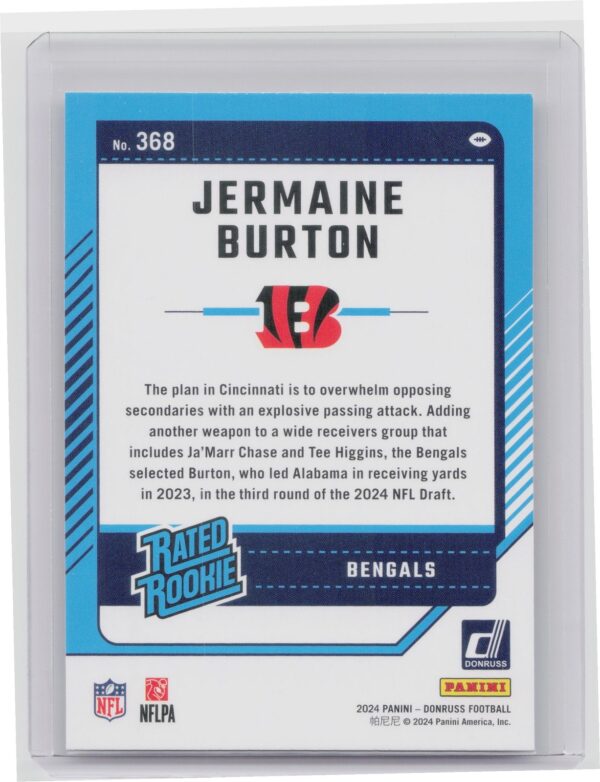 2024 Donruss Jermaine Burton RC 368 Bengals - Image 3