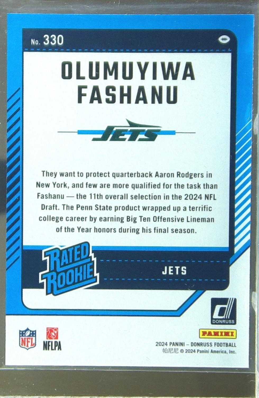2024 Donruss Olumuyiwa Fashanu RC #330 Jets - Image 3