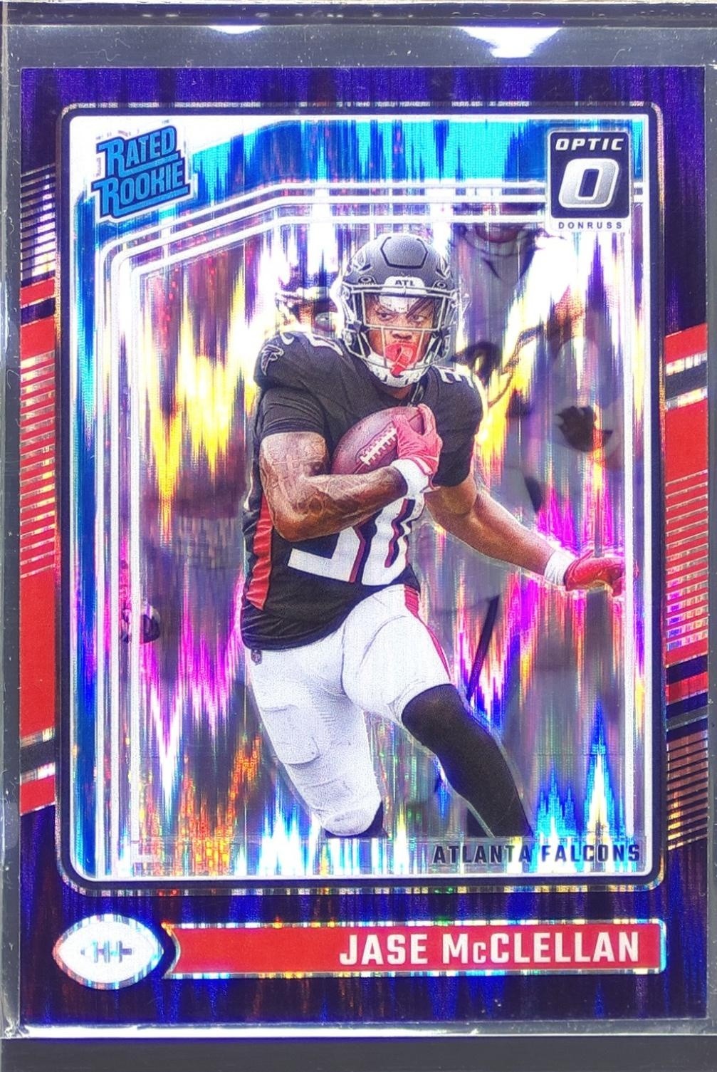 2024 Donruss Optic Jase McClellan Purple Shock RC #243 Falcons