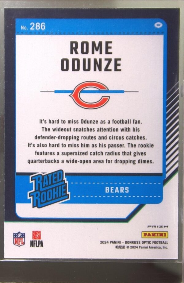 2024 Donruss Optic Rome Odunze Holo RC #286 Bears - Image 3