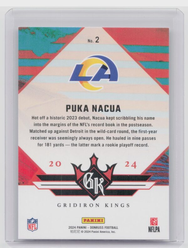 2024 Donruss Puka Nacua 2 Rams Gridiron Kings - Image 3