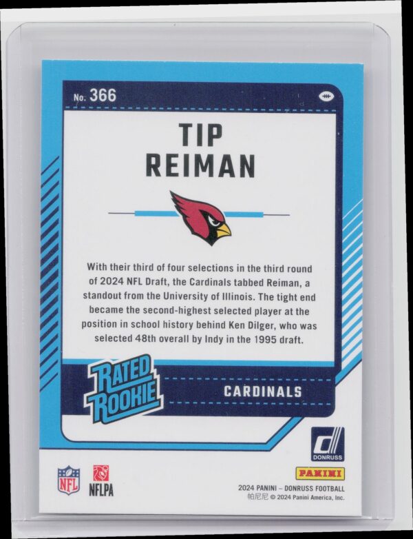 2024 Donruss Tip Reiman RC 366 Cardinals - Image 3