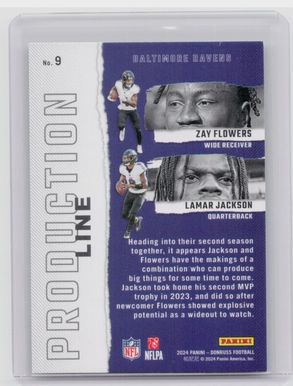 2024 Donruss Zay Flowers / Lamar Jackson 9 Ravens Production Line - Image 3