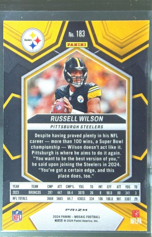 2024 Mosaic Russell Wilson Mosaic Green 183 Steelers - Image 3