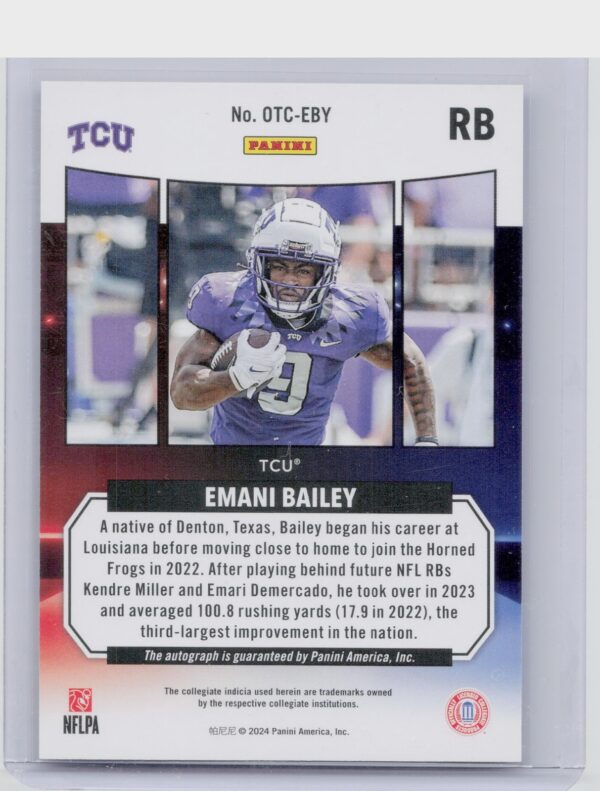 2024 Panini Prestige Emani Bailey Auto OTC-EBY Frogs On the Clock - Image 3