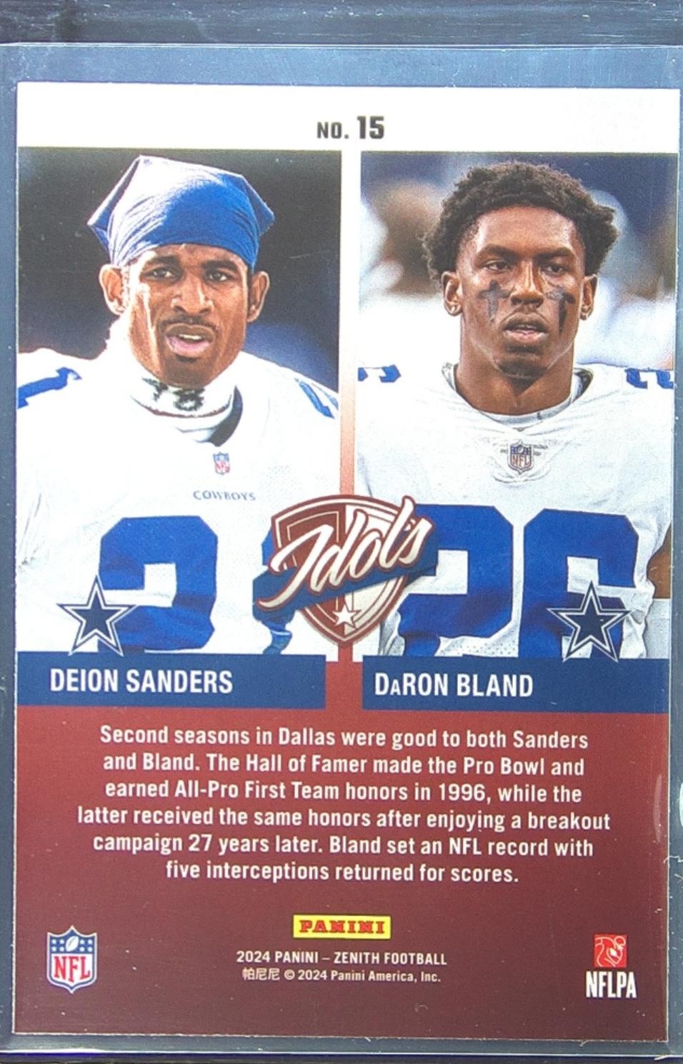 2024 Panini Zenith DaRon Bland / Deion Sanders #15 Cowboys Idols - Image 3