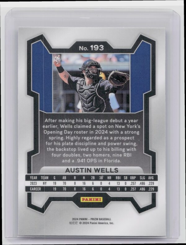 2024 Prizm Austin Wells #193 Yankees - Image 3