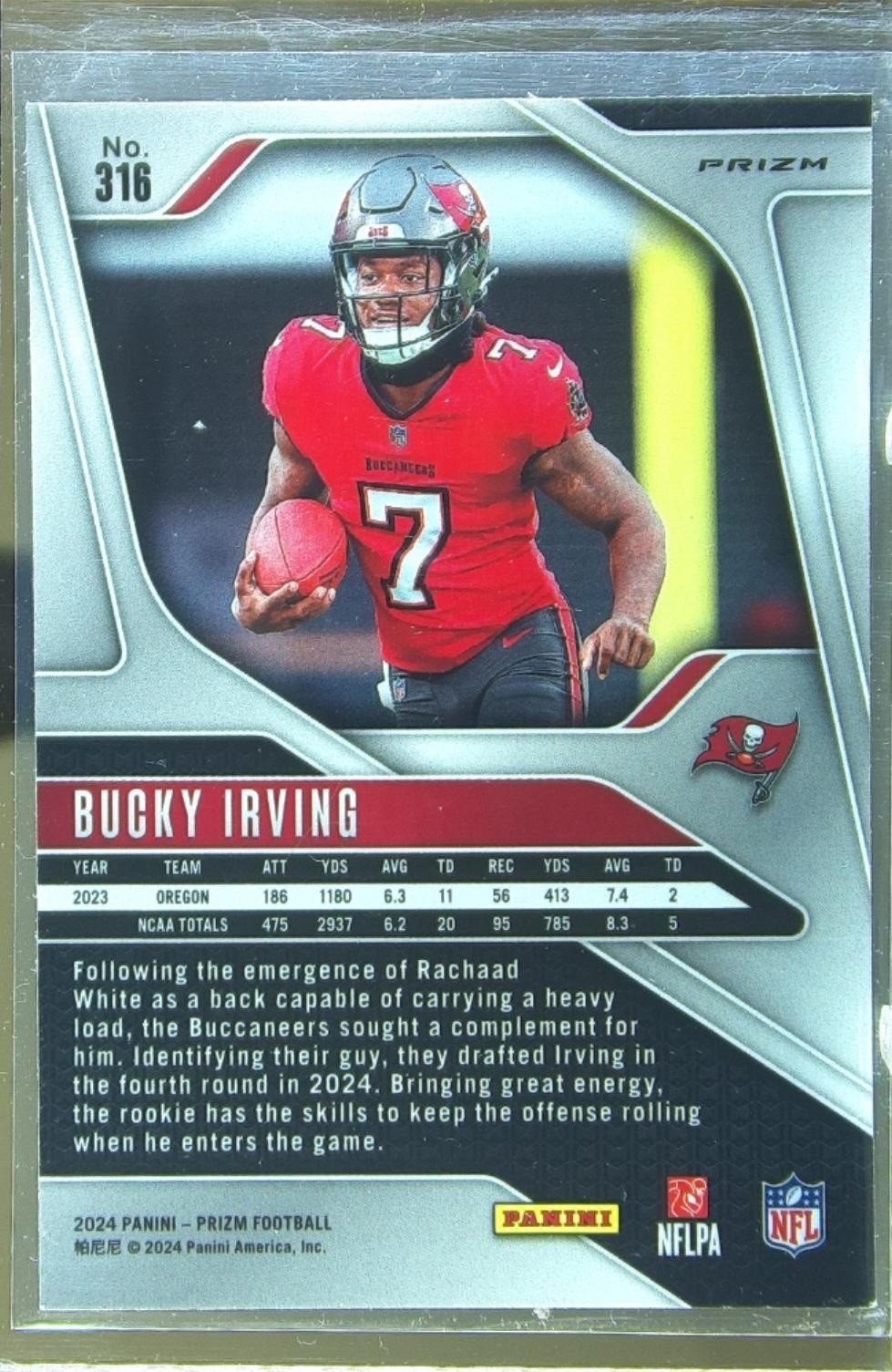 2024 Prizm Bucky Irving Pink Wave RC 316 Buccaneers - Image 3