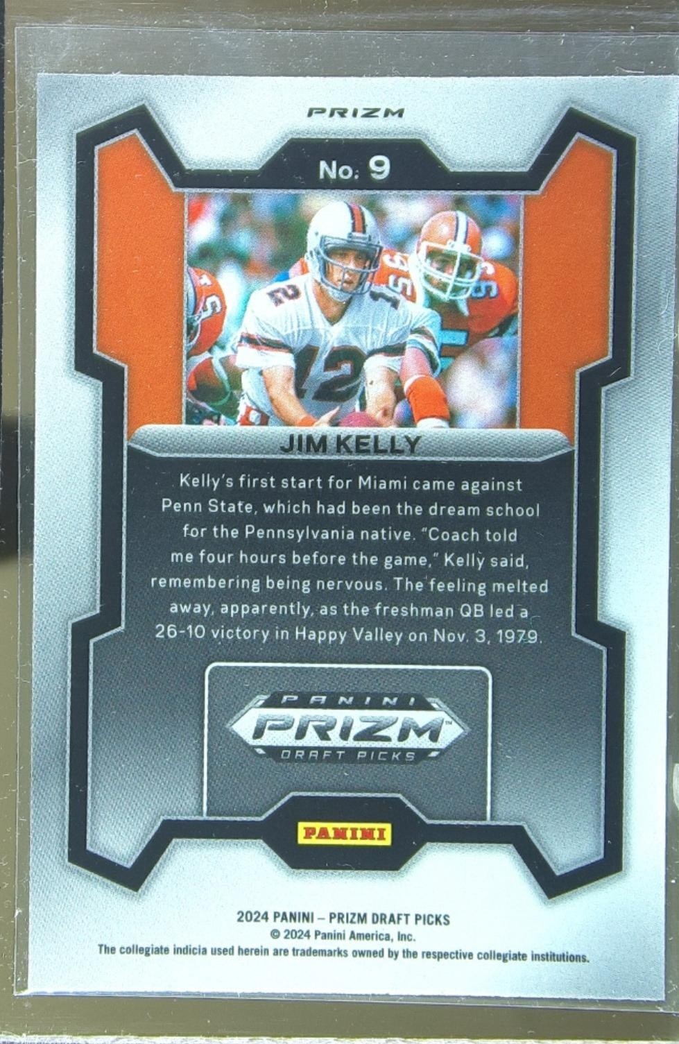 2024 Prizm Collegiate Draft Picks Jim Kelly Red Ice 9 Hurricanes - Image 3