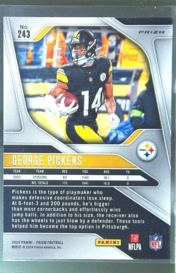 2024 Prizm George Pickens Orange Disco 243 Steelers - Image 3