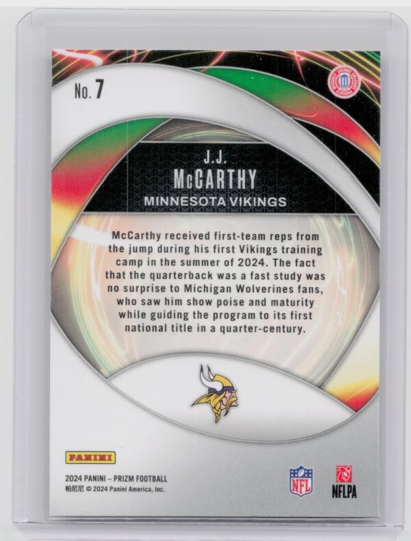 2024 Prizm J.J. McCarthy RC 7 Vikings Portals - Image 3