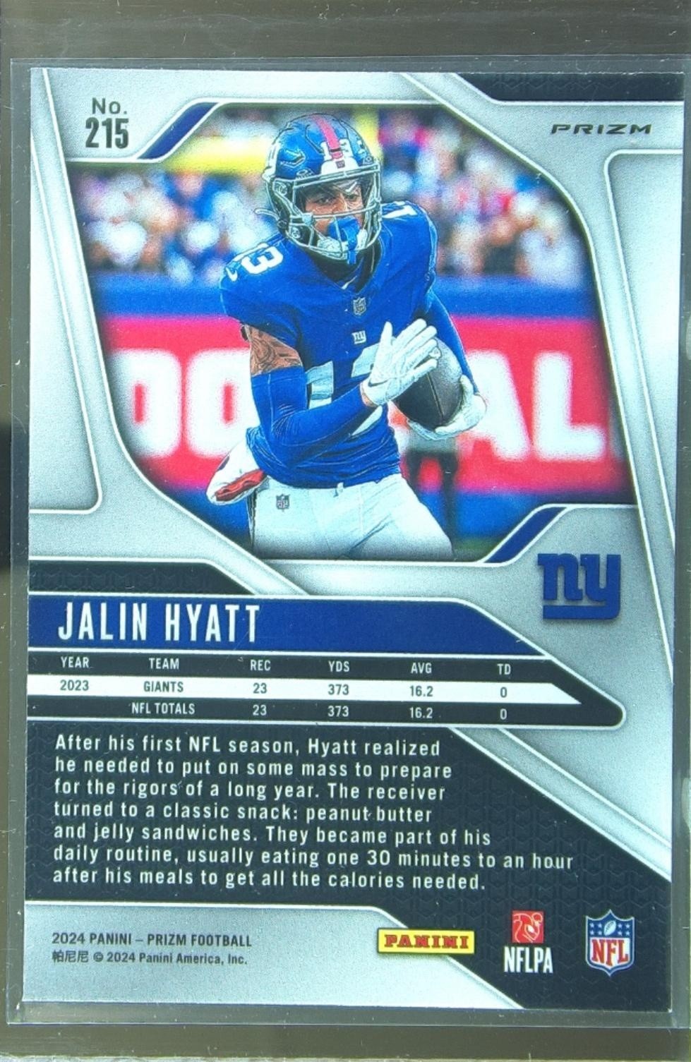 2024 Prizm Jalin Hyatt Pink 215 Giants - Image 3