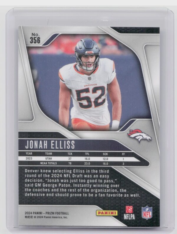 2024 Prizm Jonah Elliss RC 356 Broncos - Image 3