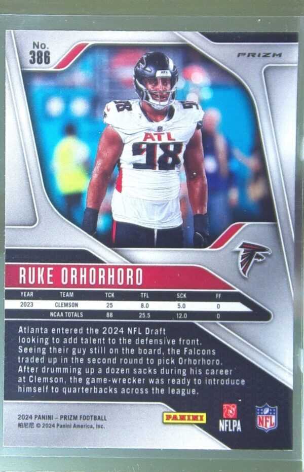 2024 Prizm Ruke Orhorhoro Orange Lazer RC 386 Falcons - Image 3