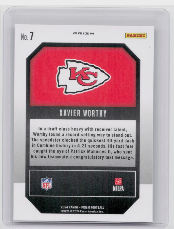 2024 Prizm Xavier Worthy 7 Chiefs Emergent Green Ice Prizm - Image 3