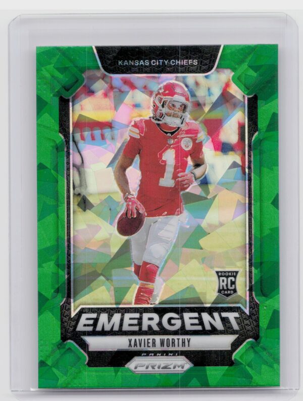 2024 Prizm Xavier Worthy 7 Chiefs Emergent Green Ice Prizm