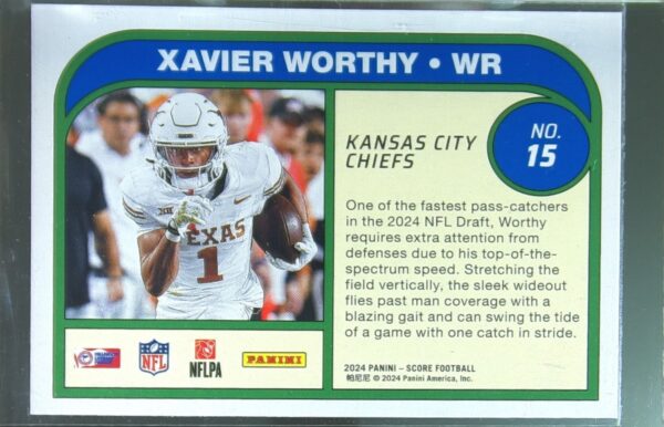 2024 Score Xavier Worthy RC #15 Chiefs Protential - Image 3