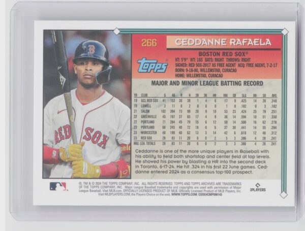 2024 Topps Archives Ceddanne Rafaela RC #266 Sox - Image 3