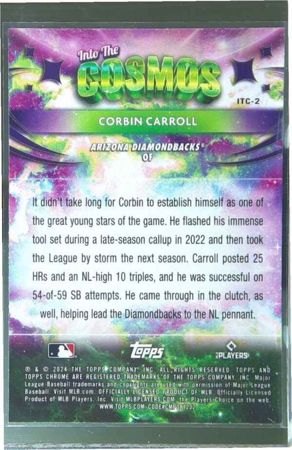 2024 Topps Chrome Cosmic Corbin Carroll #ITC-2 Diamondbacks Into the Cosmos - Image 3