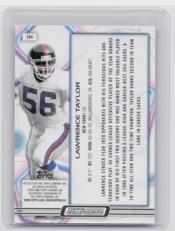 2024 Topps Composite Topps Chrome Lawrence Taylor #284 Giants - Image 3