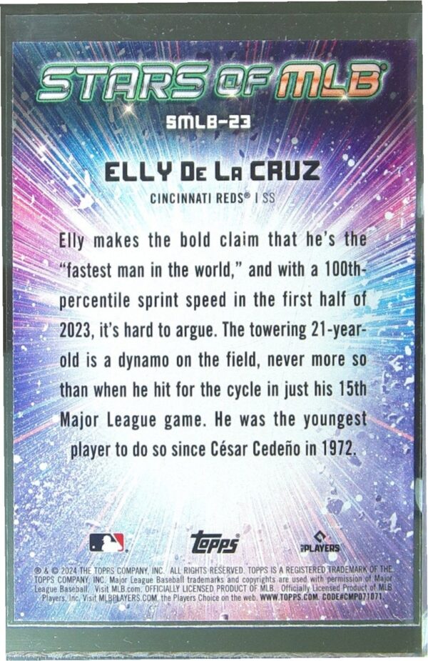 2024 Topps Elly de la Cruz #SMLB-23 Reds Stars of MLB - Image 3