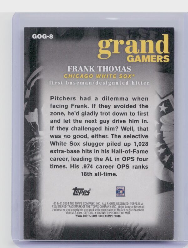 2024 Topps Frank Thomas Grand Gamers #GOG-8 White Sox - Image 3