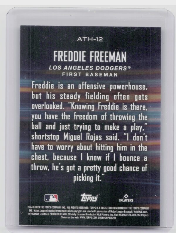 2024 Topps Freddie Freeman #ATH-12 Dodgers Around the Horn - Image 3