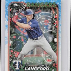 2024 Topps Holiday Wyatt Langford Reindeer Antlers VAR SP #H113 Rangers
