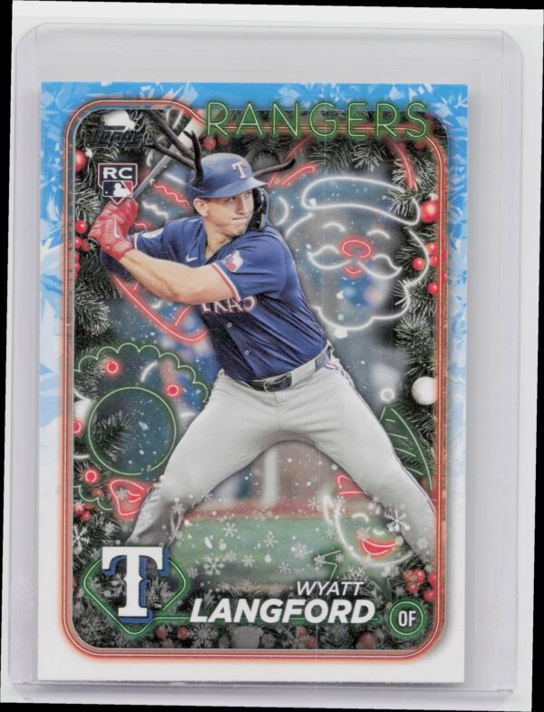 2024 Topps Holiday Wyatt Langford Reindeer Antlers VAR SP #H113 Rangers
