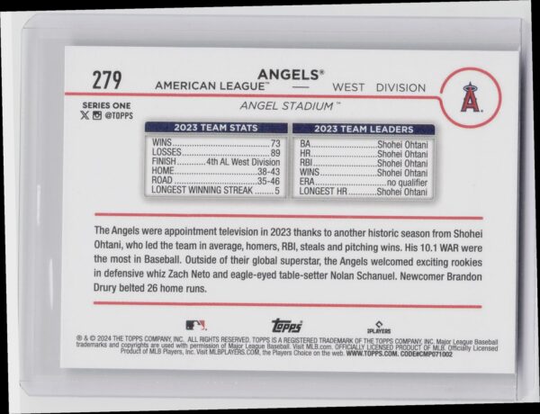 2024 Topps Los Angeles Angels Rainbow Foil #279 Angels - Image 3