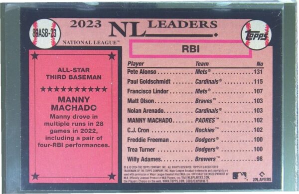 2024 Topps Manny Machado #89ASB-23 Padres 1989 35th Anniversary All Stars Foil - Image 3