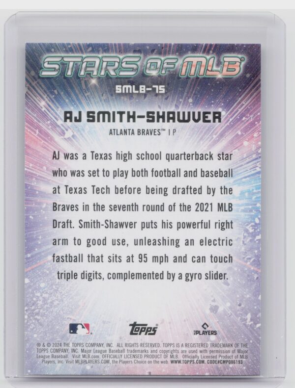 2024 Topps Update AJ Smith-Shawver #SMLB-75 Braves Stars of MLB - Image 3