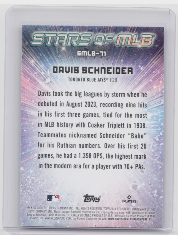 2024 Topps Update Davis Schneider #SMLB-71 Jays Stars of MLB - Image 3