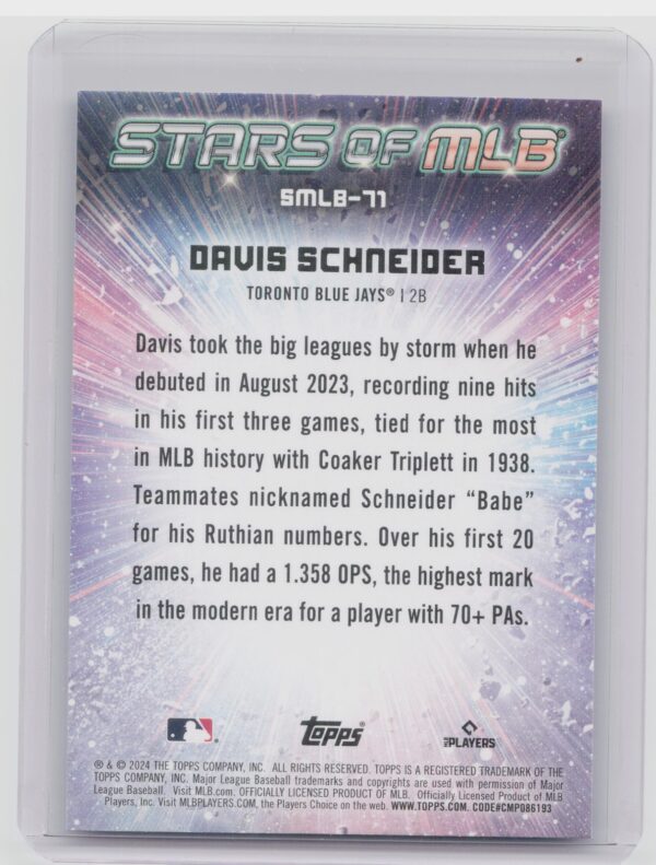2024 Topps Update Davis Schneider #SMLB-71 Jays Stars of MLB - Image 3