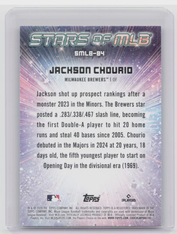 2024 Topps Update Jackson Chourio #SMLB-84 Brewers Stars of MLB - Image 3