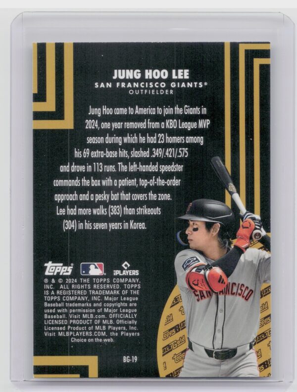 2024 Topps Update Jung Hoo Lee RC #BG-19 Giants Topps Black Gold - Image 3