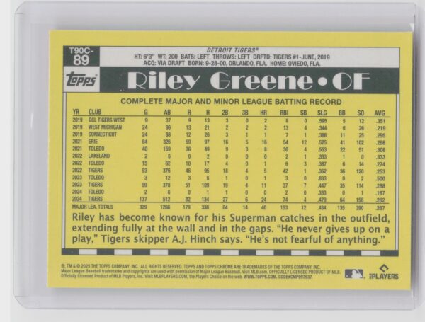 2025 Gypsy Queen Riley Greene #T90C-89 Tigers - Image 3