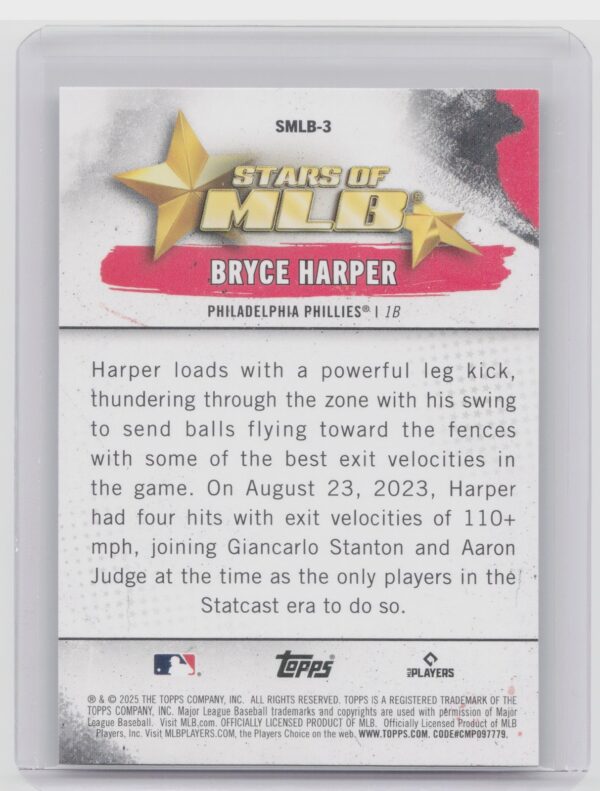 2025 Topps Bryce Harper #SMLB-3 Phillies Stars of MLB - Image 3