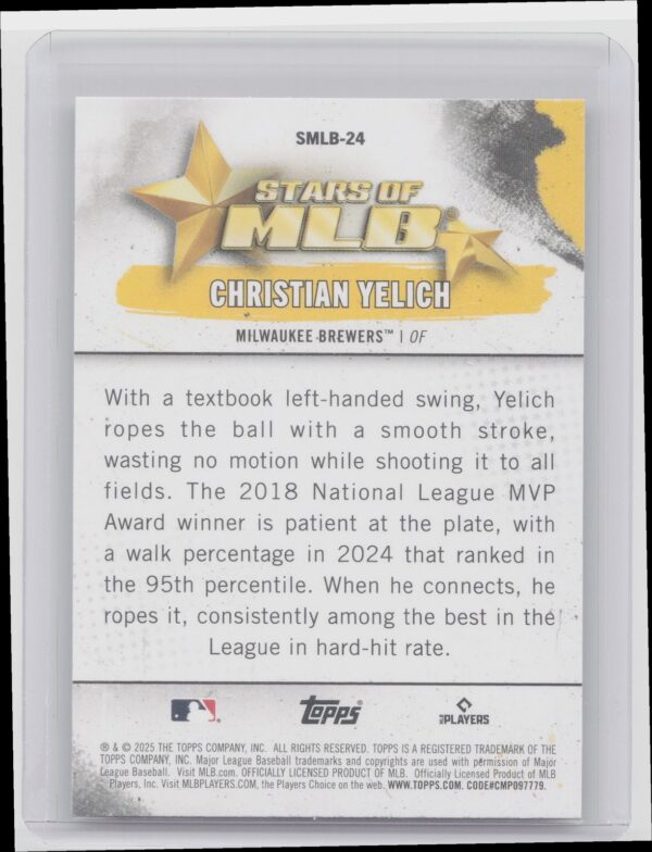 2025 Topps Christian Yelich #SMLB-24 Brewers Stars of MLB - Image 3