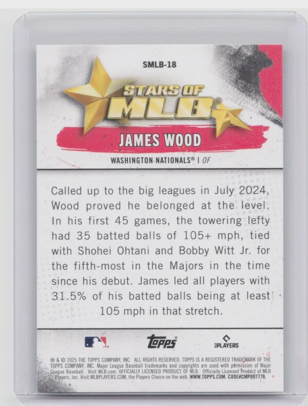 2025 Topps James Wood #SMLB-18 Nationals Stars of MLB - Image 3