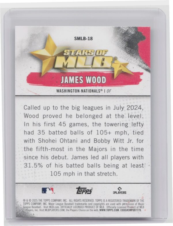 2025 Topps James Wood #SMLB-18 Nationals Stars of MLB - Image 3
